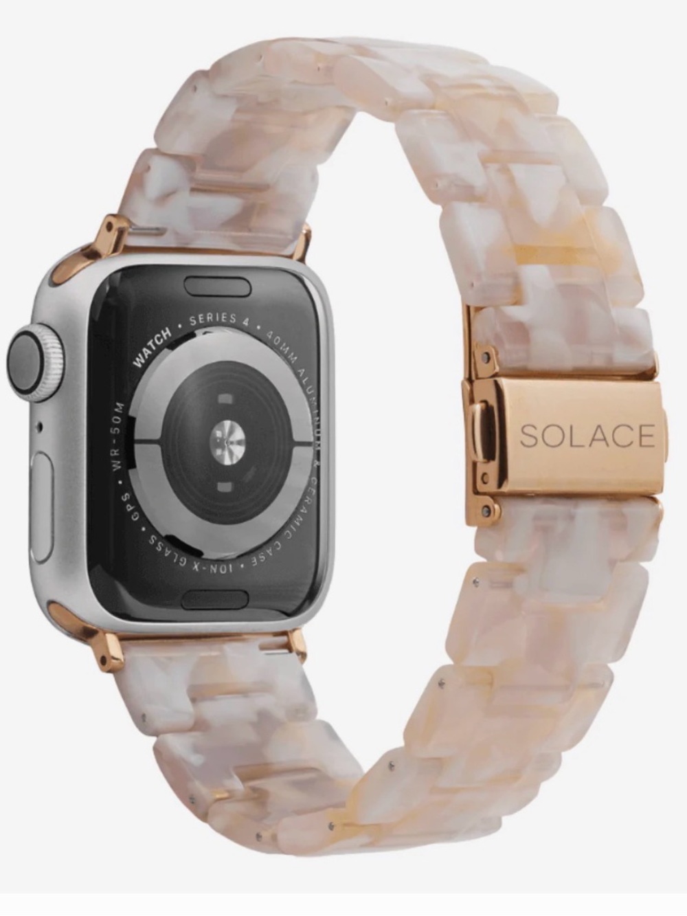 NEW Marbled Pink Resin Band for Smartwatch - Rose Gold Clasp